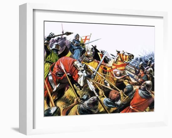 Unidentified Battle Scene with Armoured Cavalry Horses Used Against Enemy with Spears-null-Framed Giclee Print