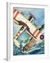 Unidentified Bi-Plane Flying over an Aircraft Carrier-null-Framed Giclee Print