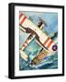 Unidentified Bi-Plane Flying over an Aircraft Carrier-null-Framed Giclee Print