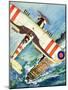 Unidentified Bi-Plane Flying over an Aircraft Carrier-null-Mounted Giclee Print