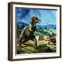 Unidentified Dinosaur Scene with T-Rex and Stegasaurus-null-Framed Giclee Print