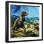 Unidentified Dinosaur Scene with T-Rex and Stegasaurus-null-Framed Giclee Print