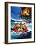 Unidentified Liferaft Escaping Explosion on Oil Rig-Wilf Hardy-Framed Giclee Print
