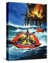 Unidentified Liferaft Escaping Explosion on Oil Rig-Wilf Hardy-Stretched Canvas