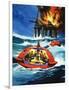 Unidentified Liferaft Escaping Explosion on Oil Rig-Wilf Hardy-Framed Giclee Print