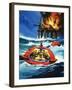 Unidentified Liferaft Escaping Explosion on Oil Rig-Wilf Hardy-Framed Giclee Print