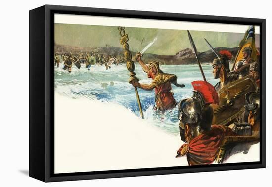 Unidentified Roman Legions Invade Britain-Alessandro Biffignandi-Framed Stretched Canvas