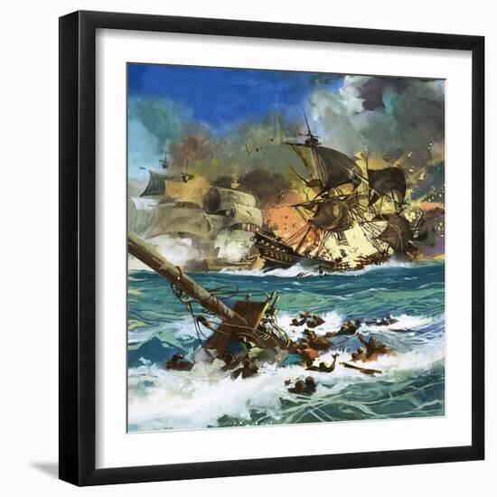 Unidentified Sailing Ship Exploding-null-Framed Giclee Print