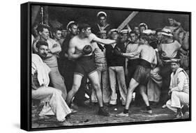 Unidentified Sailors Watch a Boxing Match in their Midst Aboard Hmas Melbourne, 1915-null-Framed Stretched Canvas