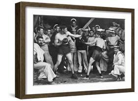 Unidentified Sailors Watch a Boxing Match in their Midst Aboard Hmas Melbourne, 1915-null-Framed Photographic Print