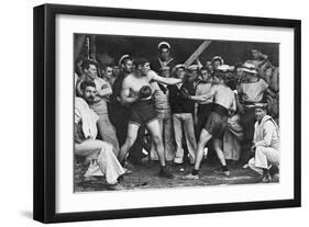 Unidentified Sailors Watch a Boxing Match in their Midst Aboard Hmas Melbourne, 1915-null-Framed Photographic Print