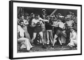 Unidentified Sailors Watch a Boxing Match in their Midst Aboard Hmas Melbourne, 1915-null-Framed Photographic Print