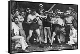 Unidentified Sailors Watch a Boxing Match in their Midst Aboard Hmas Melbourne, 1915-null-Framed Stretched Canvas