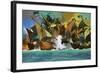 Unidentified Sea Battle-Severino Baraldi-Framed Giclee Print