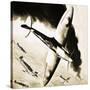 Unidentified Spitfire in Dogfight with German Fighters-null-Stretched Canvas