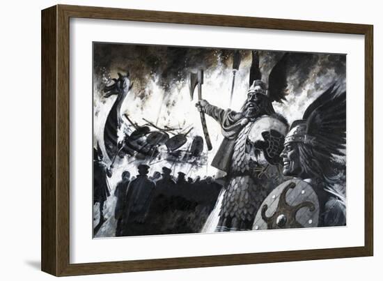 Unidentified Viking Scene with Longship Aflame-Andrew Howat-Framed Giclee Print