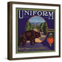 Uniform Brand - Orosi, California - Citrus Crate Label-Lantern Press-Framed Art Print