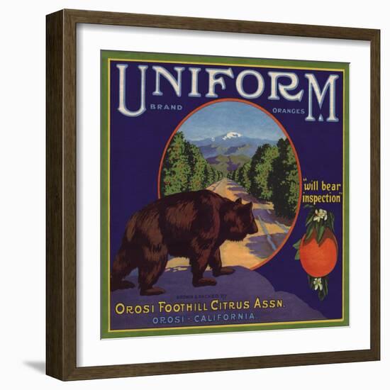 Uniform Brand - Orosi, California - Citrus Crate Label-Lantern Press-Framed Art Print