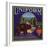 Uniform Brand - Orosi, California - Citrus Crate Label-Lantern Press-Framed Art Print