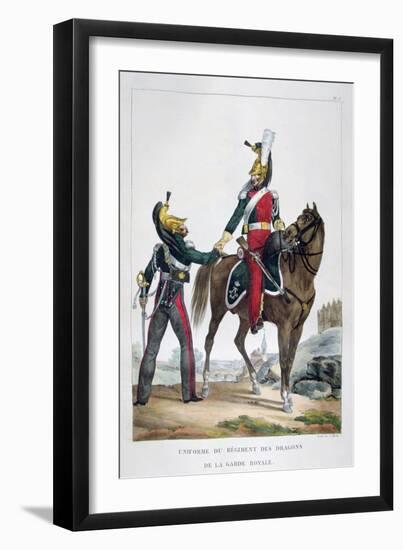 Uniform of a Regiment of Dragoons of the Royal Guard, France, 1823-Charles Etienne Pierre Motte-Framed Giclee Print