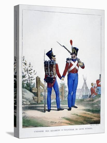 Uniform of a Regiment of Swiss Infantry, France, 1823-Charles Etienne Pierre Motte-Stretched Canvas