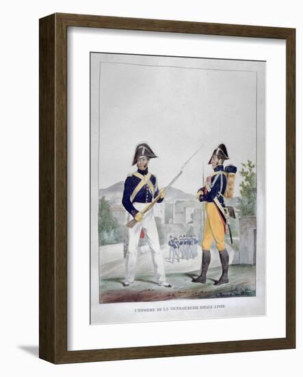 Uniform of the Royal Foot Gendarmes, France, 1823-Charles Etienne Pierre Motte-Framed Giclee Print