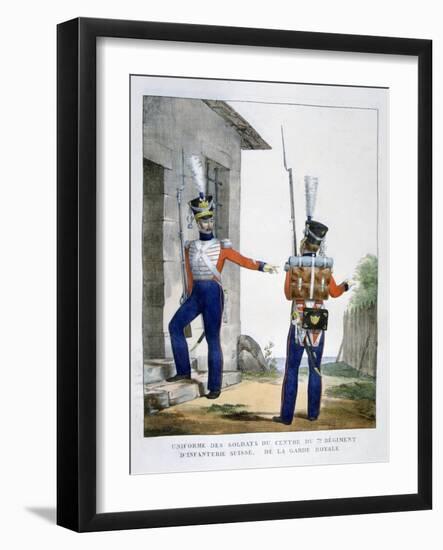 Uniform of the Swiss 7th Regiment of Infantry of the Royal Guard, France, 1823-Charles Etienne Pierre Motte-Framed Giclee Print