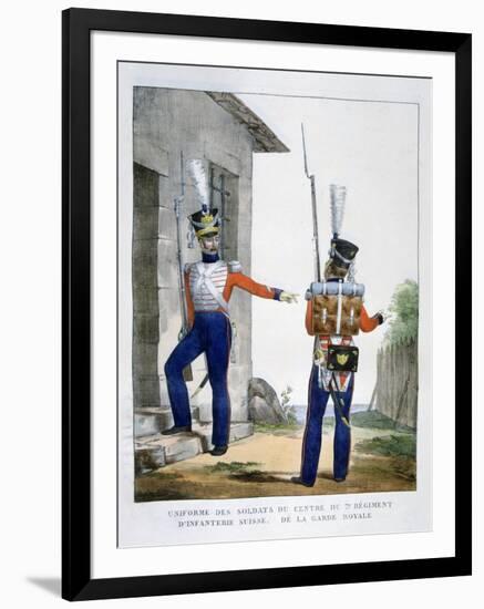 Uniform of the Swiss 7th Regiment of Infantry of the Royal Guard, France, 1823-Charles Etienne Pierre Motte-Framed Giclee Print