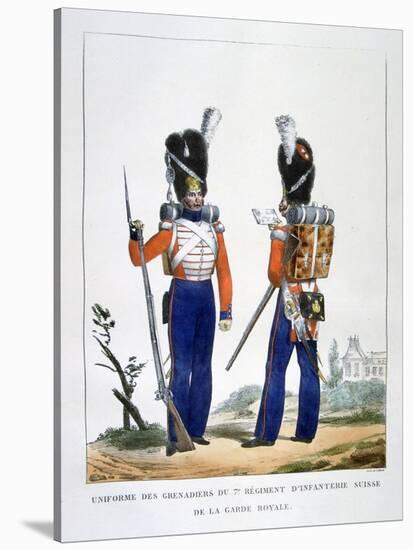 Uniform of the Swiss Grenadiers 7th Regiment of Infantry of the Royal Guard, France, 1823-Charles Etienne Pierre Motte-Stretched Canvas