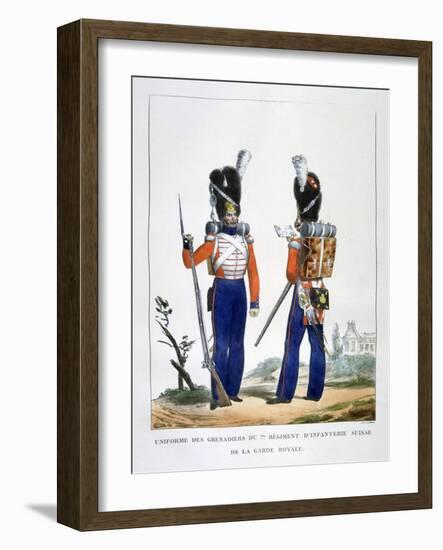 Uniform of the Swiss Grenadiers 7th Regiment of Infantry of the Royal Guard, France, 1823-Charles Etienne Pierre Motte-Framed Giclee Print