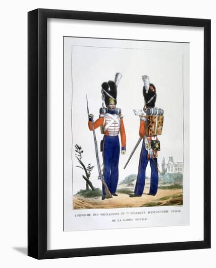 Uniform of the Swiss Grenadiers 7th Regiment of Infantry of the Royal Guard, France, 1823-Charles Etienne Pierre Motte-Framed Giclee Print