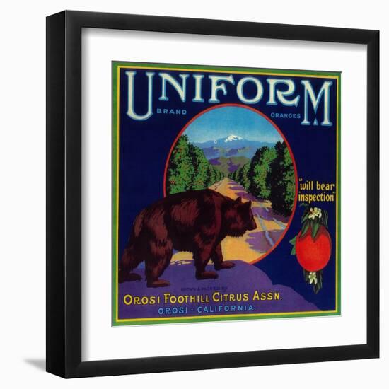Uniform Orange Label - Orosi, CA-Lantern Press-Framed Art Print