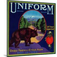 Uniform Orange Label - Orosi, CA-Lantern Press-Mounted Art Print