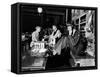 Uniformed Actor/Pilot, Col. Jimmy Stewart Talking on Telephone at Father's Hardware Store-Peter Stackpole-Framed Stretched Canvas