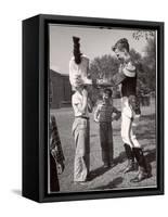 Uniformed Drum Major for the University of Michigan Marching Band on a March Across the Campus Lawn-Alfred Eisenstaedt-Framed Stretched Canvas