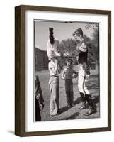 Uniformed Drum Major for the University of Michigan Marching Band on a March Across the Campus Lawn-Alfred Eisenstaedt-Framed Photographic Print