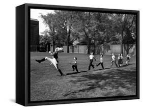 Uniformed Drum Major For University of Michigan Marching Band Practicing His High Kicking Prance-Alfred Eisenstaedt-Framed Stretched Canvas
