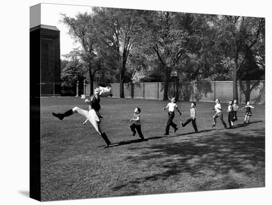 Uniformed Drum Major For University of Michigan Marching Band Practicing His High Kicking Prance-Alfred Eisenstaedt-Stretched Canvas