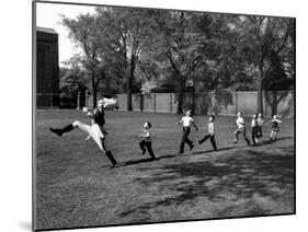 Uniformed Drum Major For University of Michigan Marching Band Practicing His High Kicking Prance-Alfred Eisenstaedt-Mounted Photographic Print