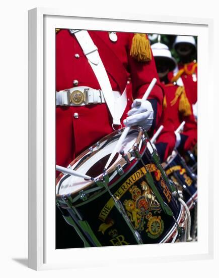 Uniformed Guardsman Playing Drum, Bermuda, Caribbean-Robin Hill-Framed Premium Photographic Print