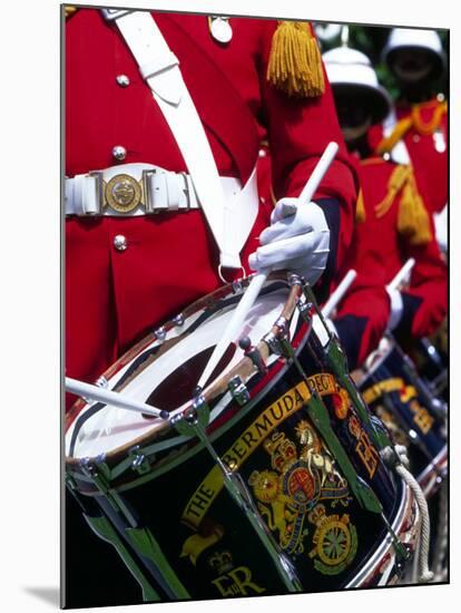 Uniformed Guardsman Playing Drum, Bermuda, Caribbean-Robin Hill-Mounted Premium Photographic Print