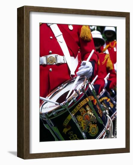 Uniformed Guardsman Playing Drum, Bermuda, Caribbean-Robin Hill-Framed Photographic Print