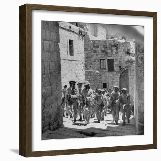 Uniformed Men of the Arab Legion Who are Fighting Jews for Control of Jerusalem-null-Framed Photographic Print