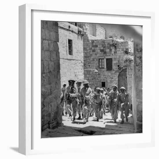 Uniformed Men of the Arab Legion Who are Fighting Jews for Control of Jerusalem-null-Framed Photographic Print