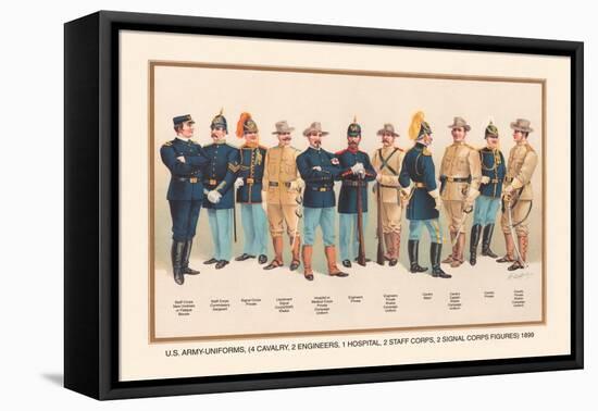 Uniforms: 4 Cavalry, 2 Engineers, 1 Hospital, 2 Staff, 2 Signal Corps, 1899-Arthur Wagner-Framed Stretched Canvas