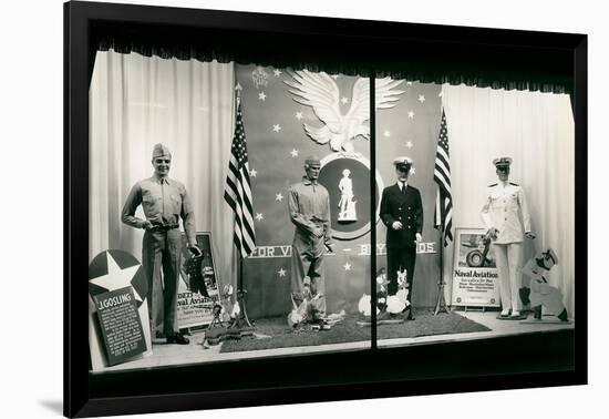 Uniforms in Store Window-null-Framed Art Print