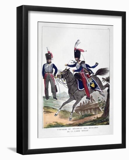 Uniforms of a Regiment of Hussars of the French Royal Guard, 1823-Charles Etienne Pierre Motte-Framed Giclee Print