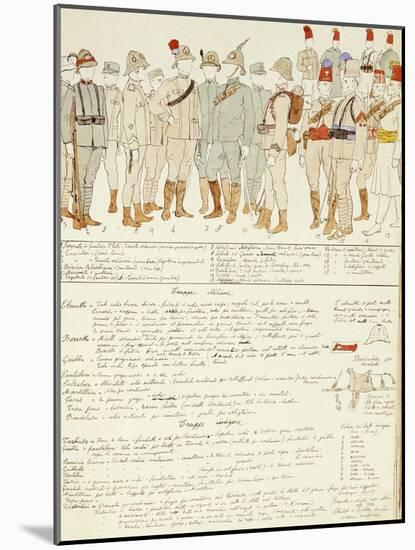 Uniforms of Royal Corp of Colonial Troops of Kingdom of Italy in Eritrea-null-Mounted Giclee Print