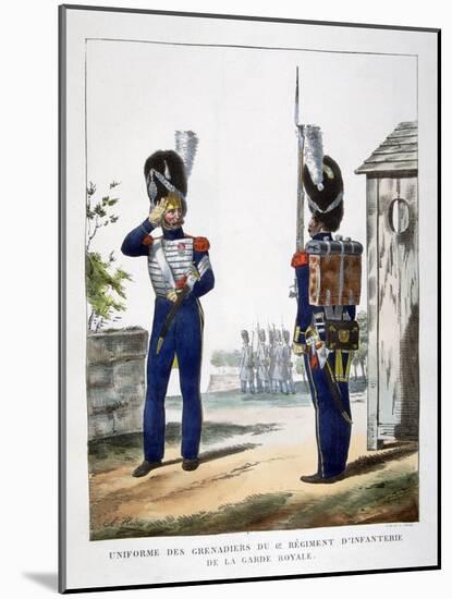 Uniforms of the Grenadiers.. of the French Royal Guard, 1823-Charles Etienne Pierre Motte-Mounted Giclee Print