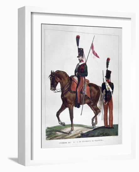 Uniforms of the Mounted 9th and 10th Chasseur Regiment, 1823-Charles Etienne Pierre Motte-Framed Giclee Print